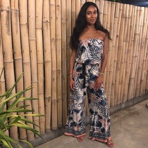 Strapless Floral Jumpsuit